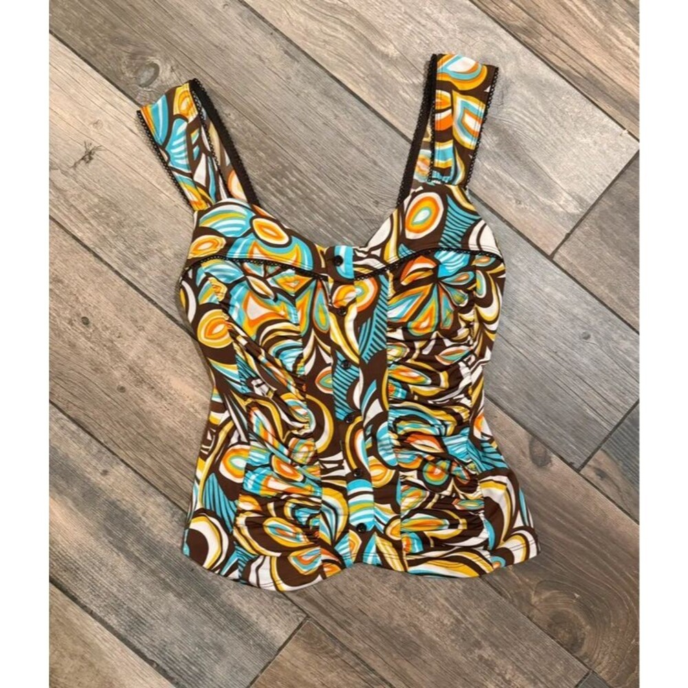 Authentic Y2k Vintage Moa Moa Retro Psychedelic Top Size L